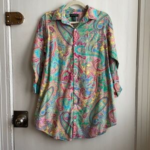 Rainbow paisley Lauren Ralph Lauren shirtdress sz S